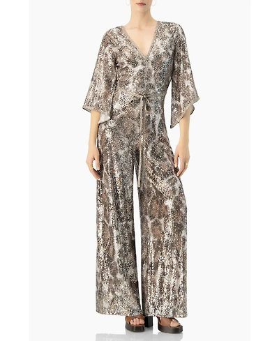 Ivonne Women's Sequin Wide Leg V-Neck Jumpsuit