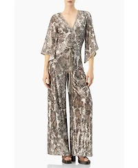 Ivonne Women's Sequin Wide Leg V-Neck Jumpsuit