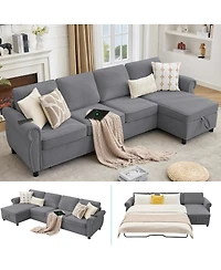 Streamdale Furniture 106.5" Modular L-Shape Sofa Bed with Charging and Storage
