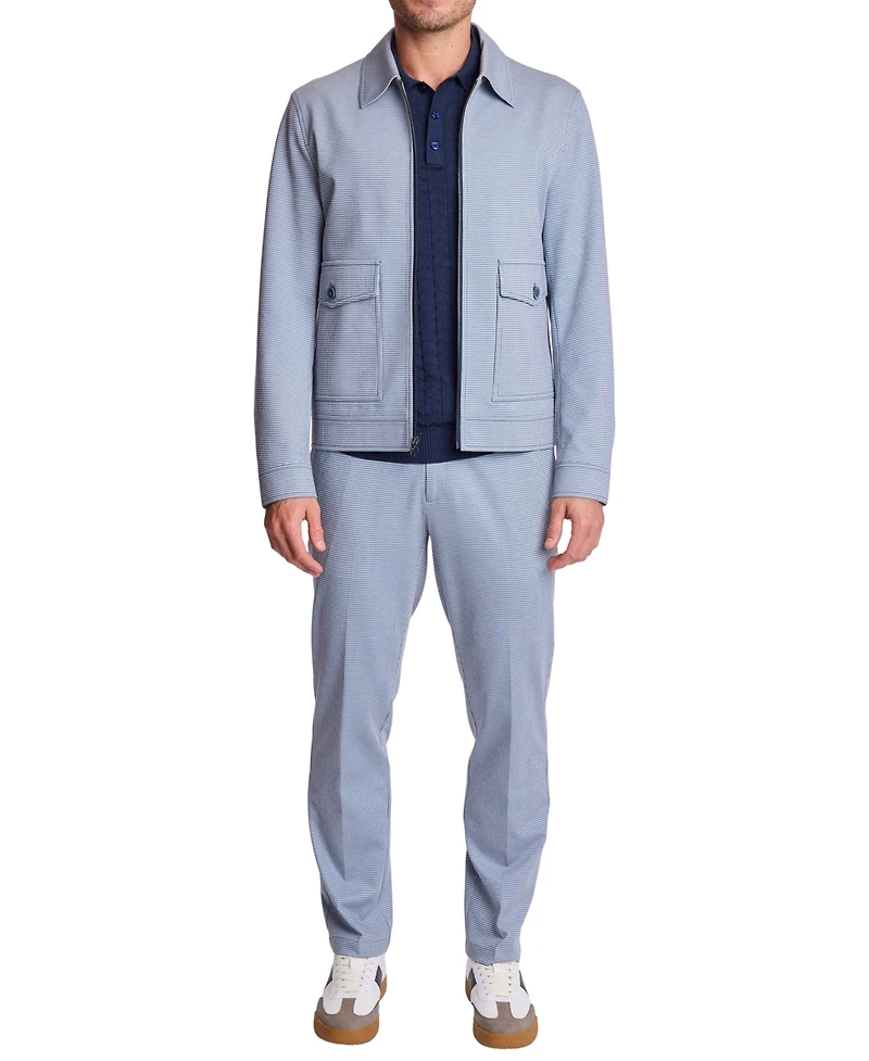 Paisley & Gray Men's Milo Zip-Font Knit Houndstooth Jacket