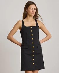 Lauren Ralph Button-Trim Faille Cocktail Dress