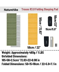 Naturehike Ultralight Foam Sleeping Pad-R3.0 Closed Cell Mattress,Thick Portable Folding Mat for Backpacking,Waterproof and Compact Camping,Travel