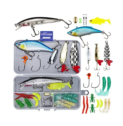Gnuadz Fishing Lures Kit Spoon Soft Plastic Worms Bass Trout