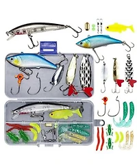 Gnuadz Fishing Lures Kit Spoon Soft Plastic Worms Bass Trout