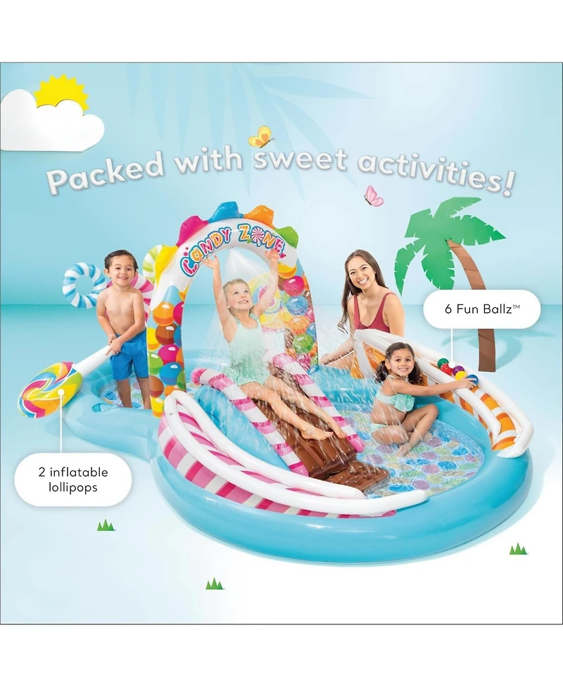 Gnuadz Candy Zone Kiddie Pool Water Sprayer Slide Splash Pad Kids Inflatable Play Center