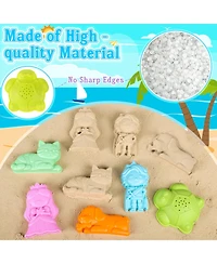 Gnuadz 16-piece Collapsible Beach Toys Foldable Sand Bucket Shovels Mesh Bag Castle Kit