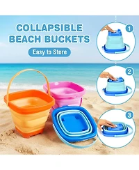 Gnuadz Kids Beach Sand Toys Collapsible Castle Bucket Shovel Mold Set