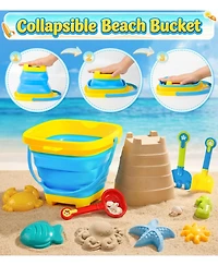Gnuadz 17-piece Collapsible Beach Sand Toys Bucket Water Wheel Set