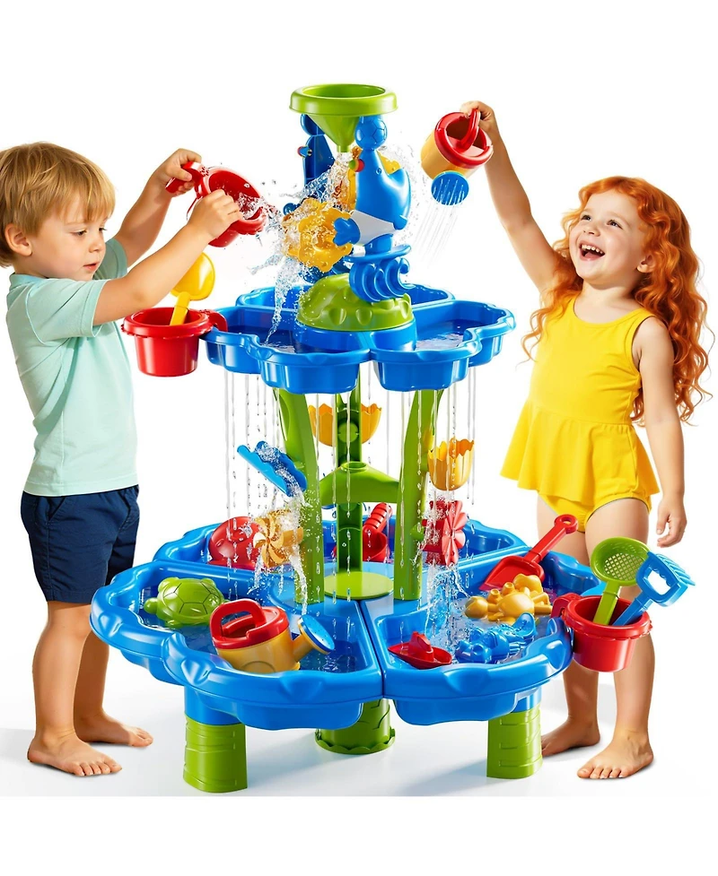 Gnuadz 2-Tier Sand Water Table Kids Sensory Play Outdoor Toy
