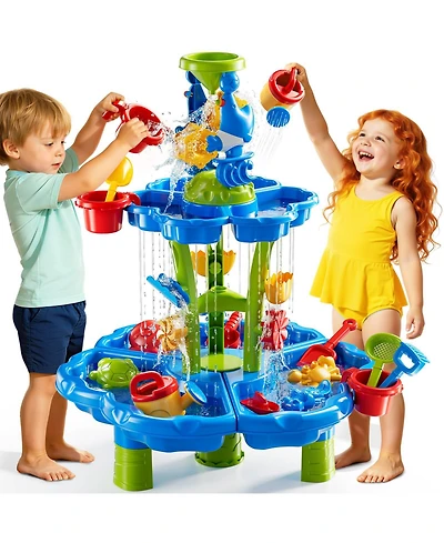 Gnuadz 2-Tier Sand Water Table Kids Sensory Play Outdoor Toy