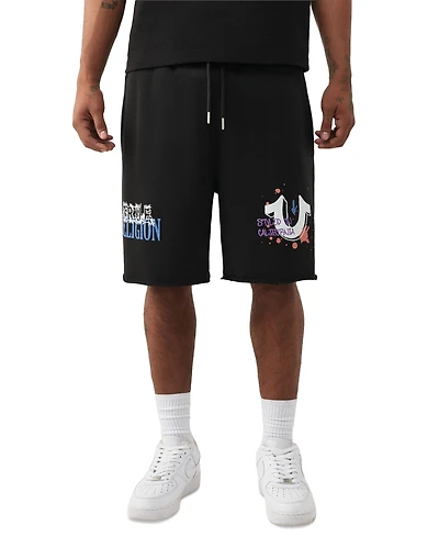 True Religion Men's Concert Logo Loose Terry Shorts