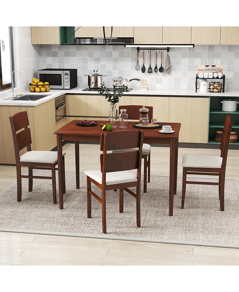 Slickblue 5 Piece Kitchen Table Set for 4 with Curved Backrest Chairs