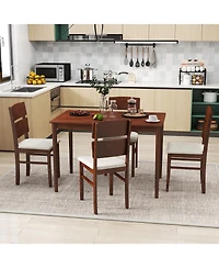 Slickblue 5 Piece Kitchen Table Set for 4 with Curved Backrest Chairs