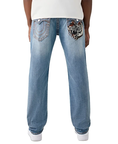 True Religion Men's Straight Tiger Big T Flap Jeans