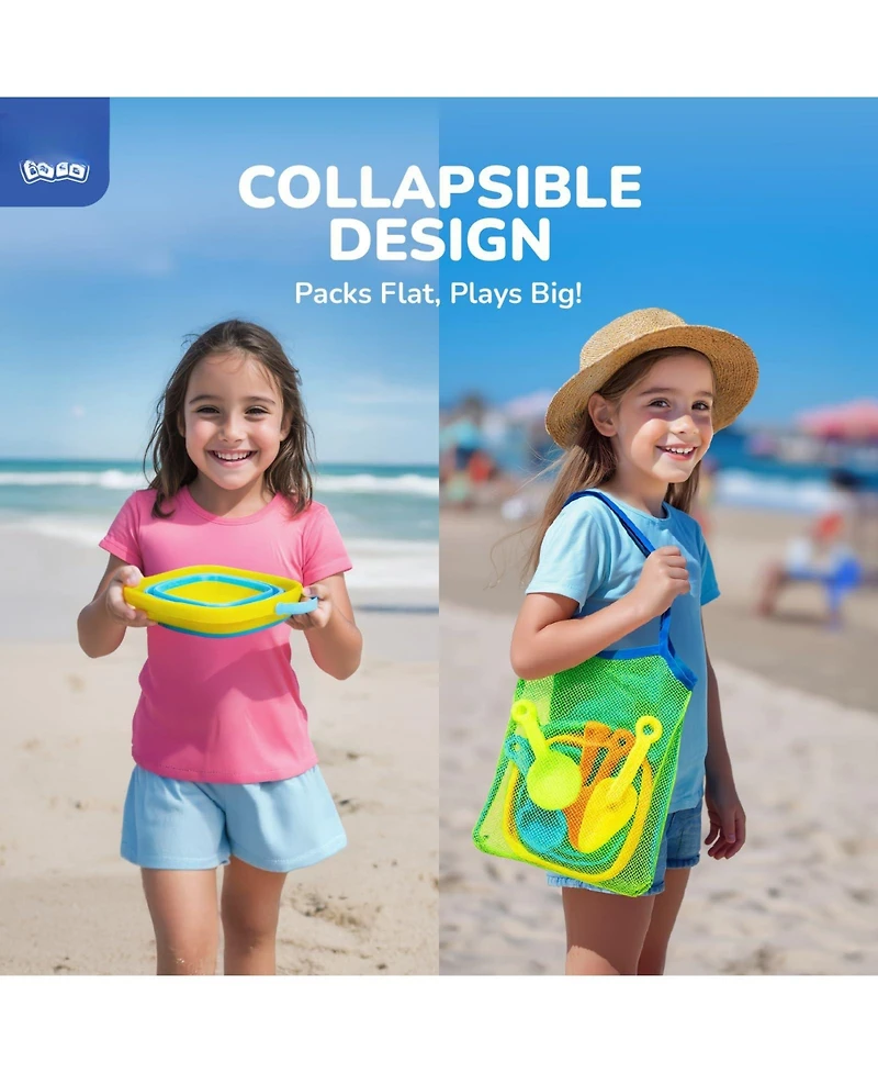 Gnuadz Collapsible Beach Toys Sand Buckets Shovels Mesh Bag Sandbox Kids