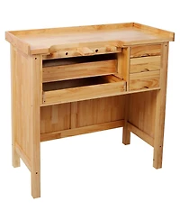 Streamdale Furniture Wood Jewelry Workbench with Storage Drawers