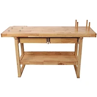 Streamdale Furniture 60 inches Rubberwood Workbench with 2 Drawers and Shelf