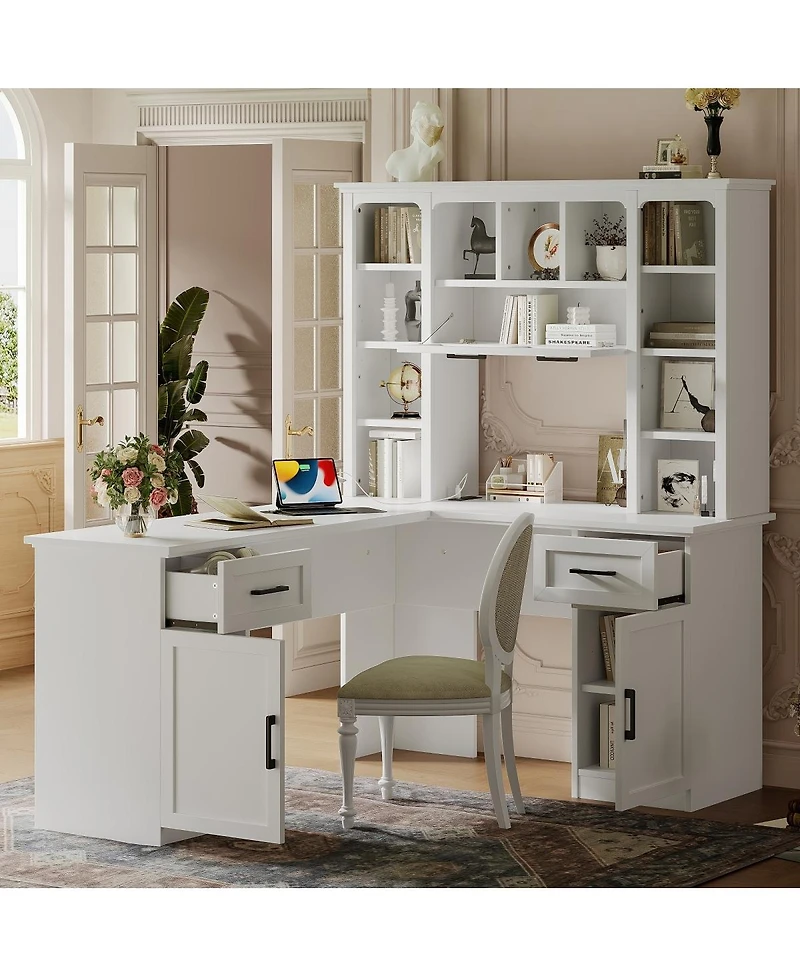Streamdale Furniture L-Shaped Desk with Storage, Power Outlet