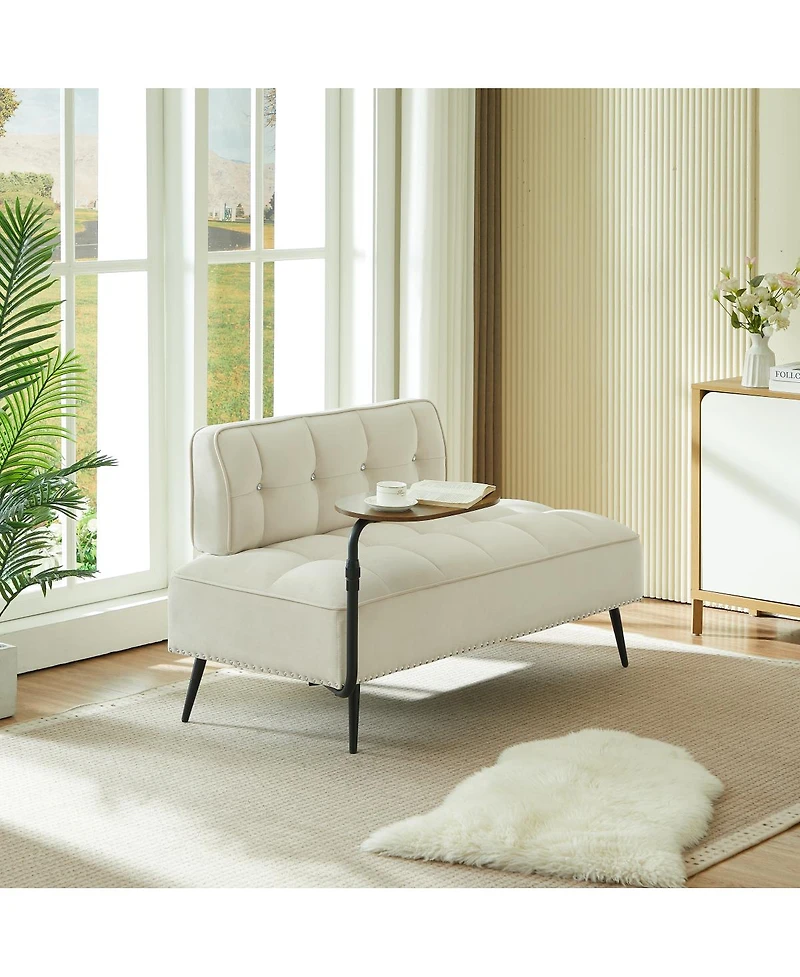 Streamdale Furniture Modern 54" Velvet Loveseat with Rotating Side Table