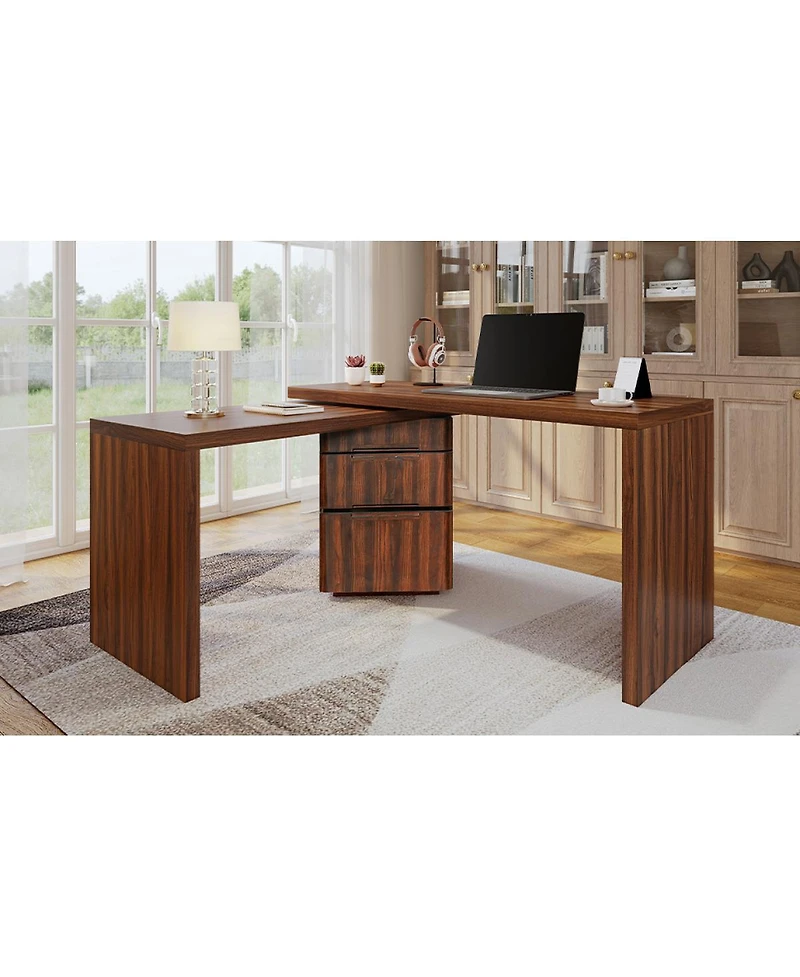 Streamdale Furniture 90 inches L-Desk with 3Drawers and 360degree(s) Rotating Top