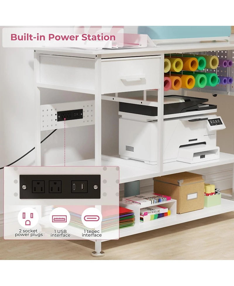 Streamdale Furniture Movable Heat Press Cart with Storage and Drawer