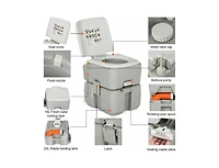 Lucky One 5.3 Gallon Portable Travel Toilet with Piston Pump Flush, Camping Toilet