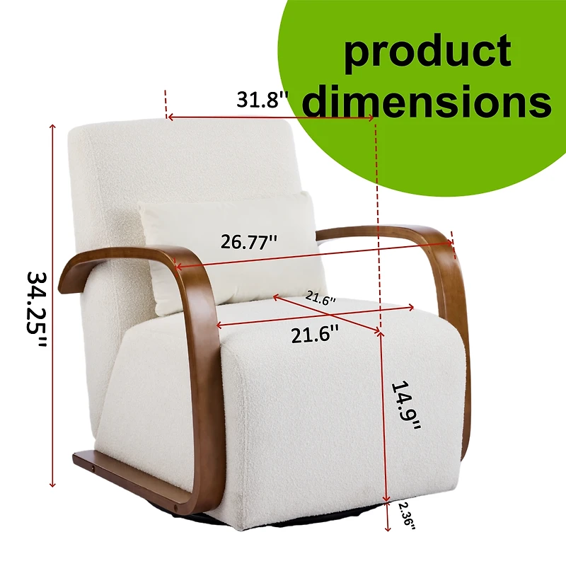 Streamdale Furniture Upholstered 360degree(s) Swivel Accent Chair with Solid Wood Arms
