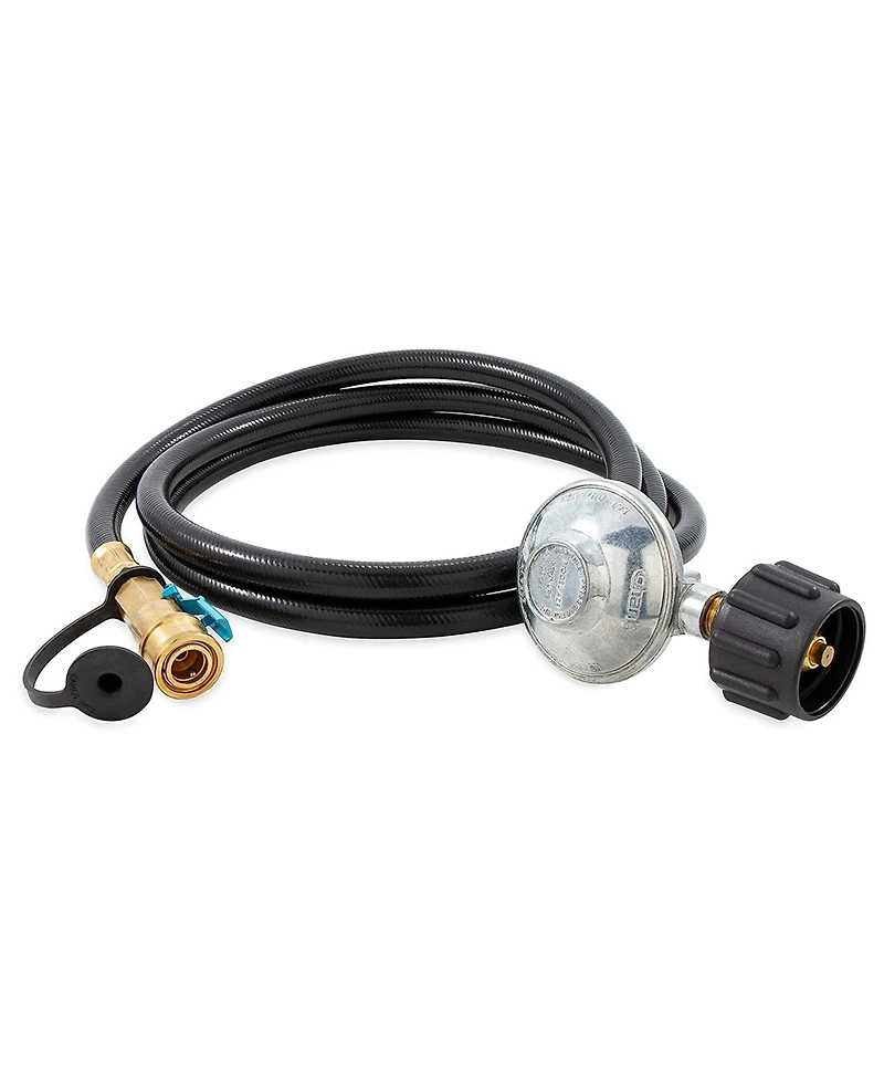 Camco Low Pressure Gas Regulator with 6' Propane Hose and Quick Connect Valve
