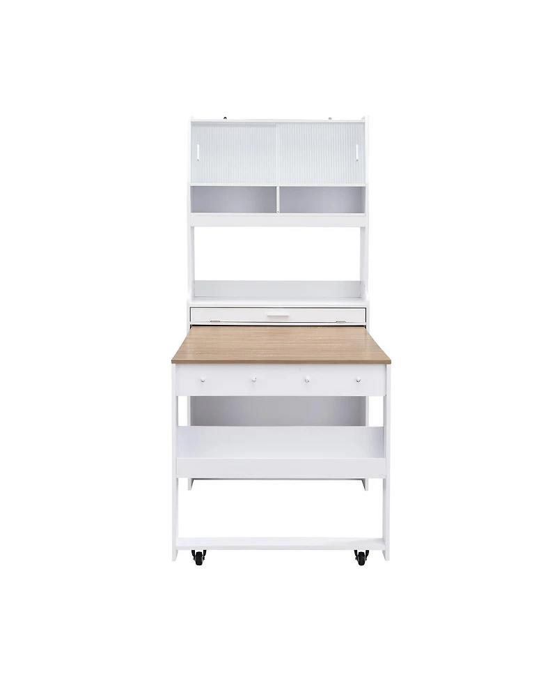 Streamdale Furniture Multifunctional Buffet Hutch with Foldable Dining Table