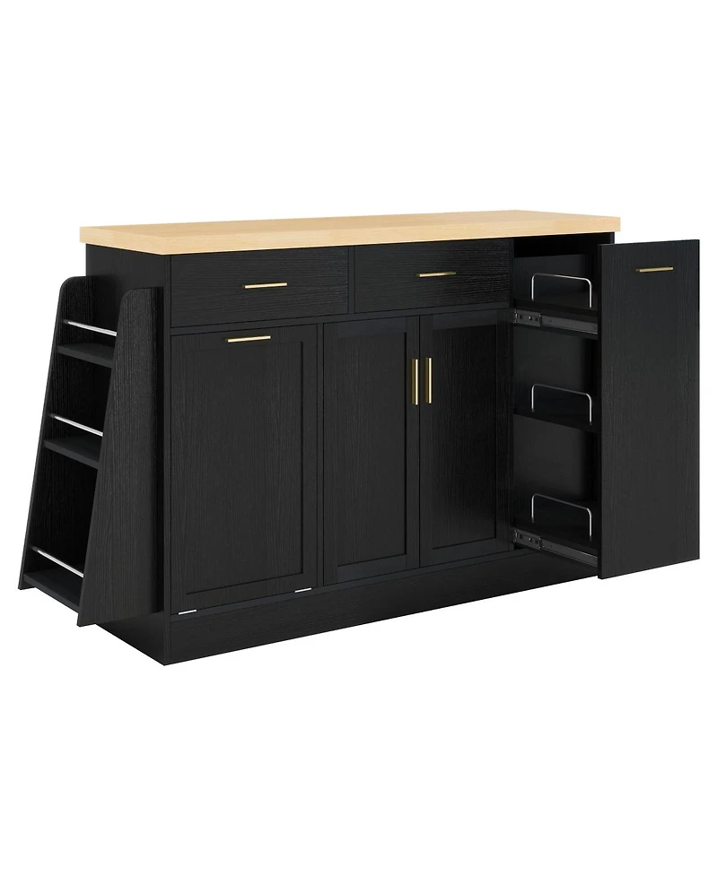 Streamdale Furniture Kitchen Island Sideboard with Trash and Spice Storage