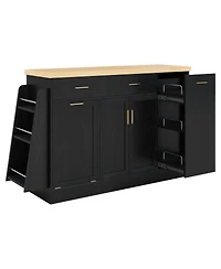 Streamdale Furniture Kitchen Island Sideboard with Trash and Spice Storage