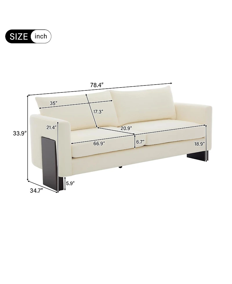Streamdale Furniture 3-Seater Sofa with Rubberwood Legs
