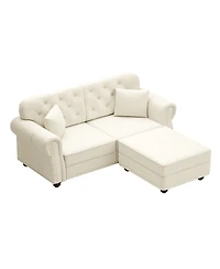 Streamdale Furniture Velvet Chesterfield Sofa with Nailhead Trim and 2 Pillows