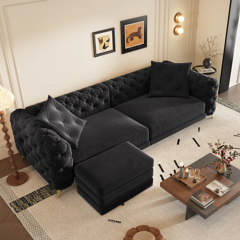 Streamdale Furniture 97.7" 3-in-1 Convertible Sleeper Sofa with Ottoman