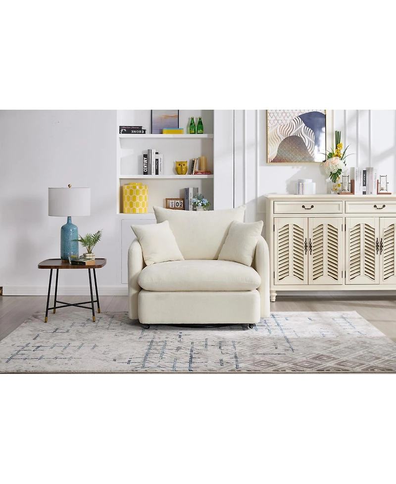 Streamdale Furniture Swivel Sofa Armchair with 3 Pillows