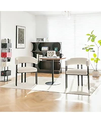 Streamdale Furniture Set of 2 Faux Leather Barrel Dining Chairs