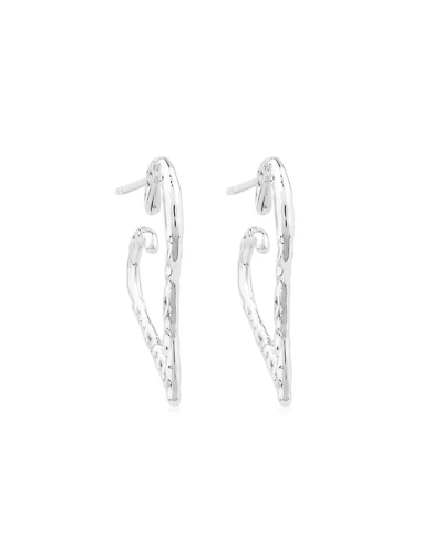 American West Jewelry Sterling Silver 1 Inch Textured Heart Hoop Earrings