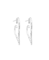 American West Jewelry Sterling Silver 1 Inch Textured Heart Hoop Earrings