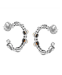 American West Jewelry Sterling Silver Onyx 1 Inch Concha Hoop Earrings