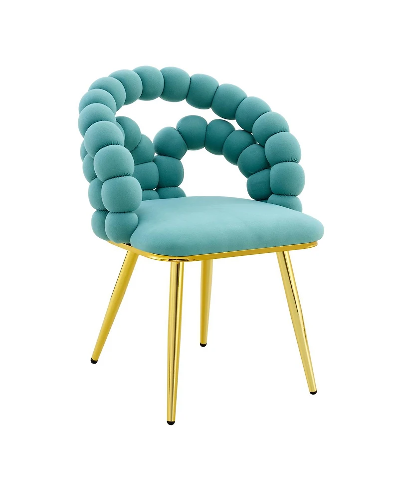 Streamdale Furniture Set of 2 Teal Puffy Bubble Chairs with Legs, Modern Upholstered Accent Chairs