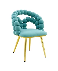 Streamdale Furniture Set of 2 Teal Puffy Bubble Chairs with Legs, Modern Upholstered Accent Chairs