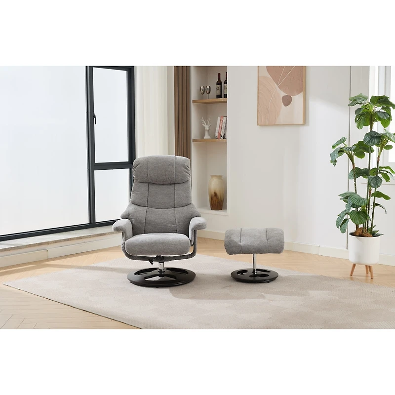 Streamdale Furniture Ergonomic Swivel Recliner Chair with Ottoman, Massage, Heat.