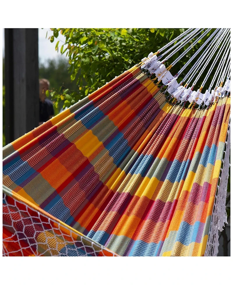Vivere Authentic Brazilian Cotton Hammock, Outdoor Hanging Daybed, Carnival
