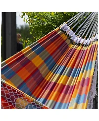 Vivere Authentic Brazilian Cotton Hammock, Outdoor Hanging Daybed, Carnival