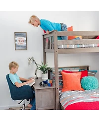 Max & Lily L-Shaped Twin over Bunk Bed with Bookcase and Desk