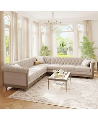 Streamdale Furniture Comfy Large Sectional Sofa with Wooden Legs, Retro Style for Living Room