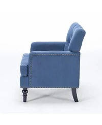 Streamdale Furniture Tufted Club Chair, Upholstered Button Armchair, Linen Fabric Sofa Chair