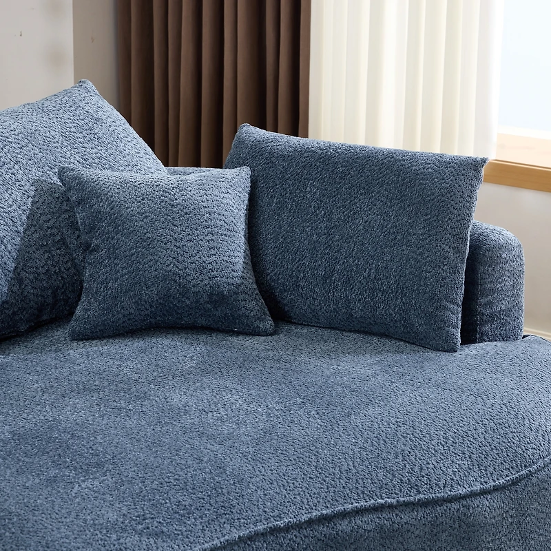 Streamdale Furniture Curved Chenille Sofa with 7 Throw Pillows - Artistic & Comfortable
