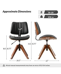 Hulala Home Kalene Mid-century Modern Rotating Lifting Office Chair with Solid Wood Legs