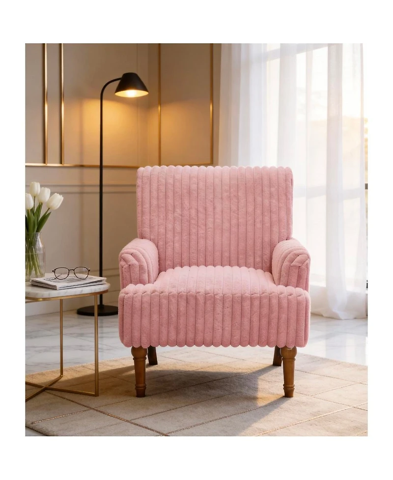 Streamdale Furniture Corduroy Accent Chair with Wood Legs